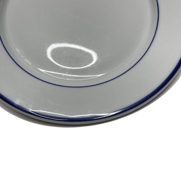 (1) 10 Strawberry Street 7.5" Dessert Plate Fish/Salmon Pattern White Navy Blue - Picture 3 of 6